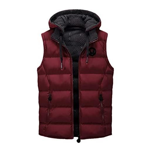 Generico piumino smanicato uomo invernale caldo gilet leggera senza maniche giubbino antivento casual giacca softshell con cappuccio taglie forti corto cappotto da lavoro imbottito giubbotto sportiva cotone