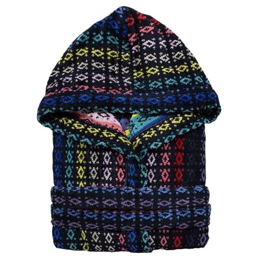 Nada Home accappatoio uomo donna in spugna velour cinigliato con cappuccio jacquard 7126