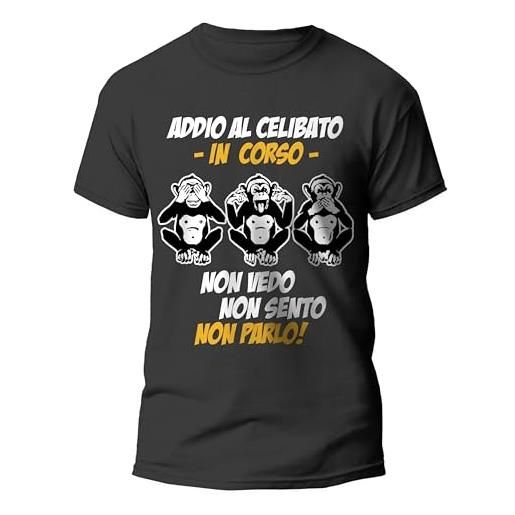 t-shirteria tshirt festa addio al celibato - 3 scimmiette, non vedo non sento non parlo - scimmie - tshirt divertenti - amici dello sposo