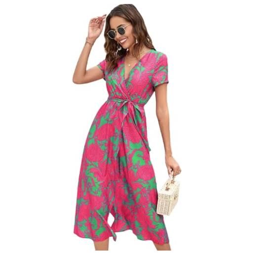 Lazz1on vestito estivo donna lungo elegante manica corta abiti scollo a v boho maxi abito spiaggia