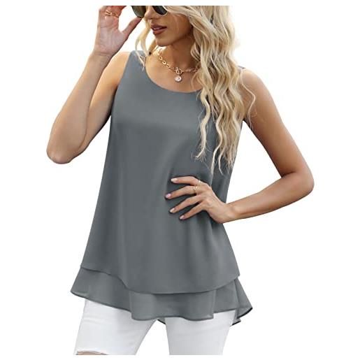 Yommay canotta estiva da donna, camicette da donna, senza maniche, in chiffon, da donna canotte e top