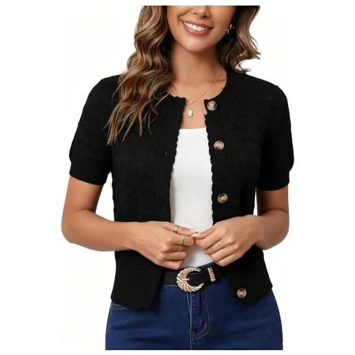 Enjyam donna bolero uncinetto maniche corte chiusura a bottoni cardigan elegante estivo