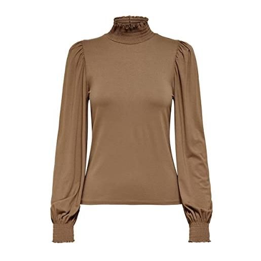 Only onlelva l/s smock top noos nn maglietta a maniche lunghe da donna, cocco tostato. , xs