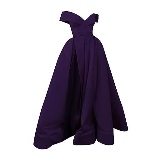 Generic abito da sera da donna, lungo, con schiena scoperta, in tulle, con spacco, senza maniche, da cocktail, da sposa, 22, s