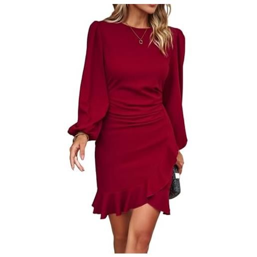 Haibang vestito donna elegante maniche lunghe aderente mini abito da sera con orlo irregolare a coda di pesce sexy tubino bodycon dress per business formale lavoro cerimonia cocktail party festa