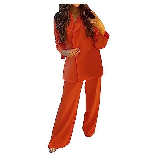 HEONSATI tailleur donna eleganti taglie forti tuta due pezzi eleganti casual aperto davanti colletto complete da cocktail manica lunga completo da lavoro giacche e pantalone business tailleur ufficio