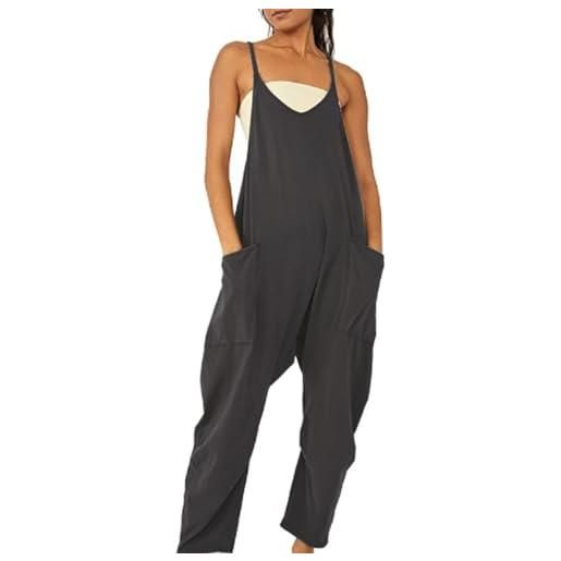 KOEMCY salopette donna tuta jumpsuit con tasca allentata tutine estive unita pantaloni senza maniche taglie forti sciolto comoda