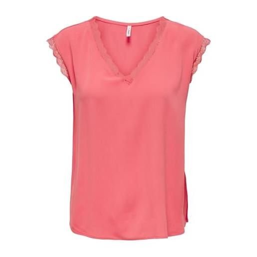 Only onljasmina s/s v-neck lace noos ptm top da donna, rose of sharon, s