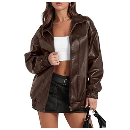 ECDAHICC giacca da donna autunno moda ecopelle oversize giacca bomber giacca in pelle per donna abbigliamento invernale