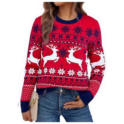 Litherday maglione natalizio donna maglioni natalizi coppia invernale girocollo pullover maglion natal con motivo renna