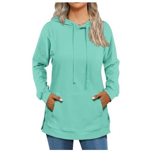 Cuptacc felpa donna con cappuccio maglia donna maglione con tasca manica lunga casuale moda autunno inverno tinta unita