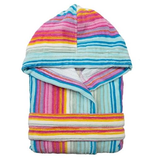 Nada Home accappatoio uomo donna in spugna velour cinigliato con cappuccio jacquard 7126