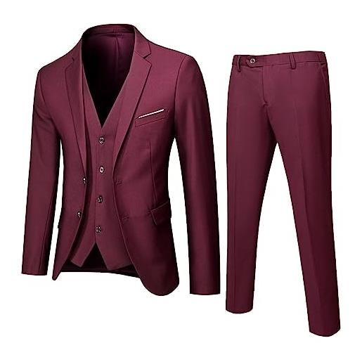 JokeLomple vestito uomo elegante completo - slim fit abiti cerimonia uomo elasticizzata con tasche chic lapel smoking blazer suit da lavoro business