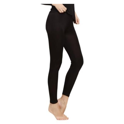Generic leggings da donna in seta di gelso termici, lunghi, leggins in seta leggera, nero , s