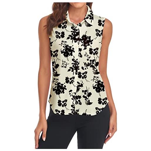 Soneven camicia da donna elegante canotta sportiva con colletto da donna, senza maniche, polo da golf, polo estivo, traspirante, maglietta