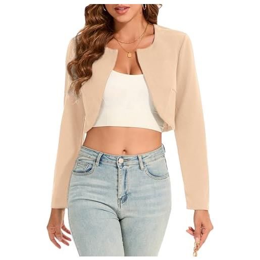 Hobrounn bolero da donna, elegante, aperto sul davanti, maniche lunghe, per abiti da sera