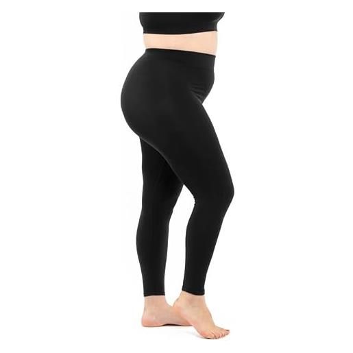 LEELA LAB leggings donna taglie forti, linea basic, comodi e versatili, realizzati in morbida microfibra con tecnologia seamless - made in italy