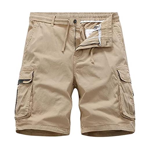 Generico bermuda uomo cargo estivi pantaloni corti con tasche laterali elasticizzati tattici taglie forti casual pantaloncini da lavoro multi-tasche cotone sportivo eleganti shorts vintage gamba dritta