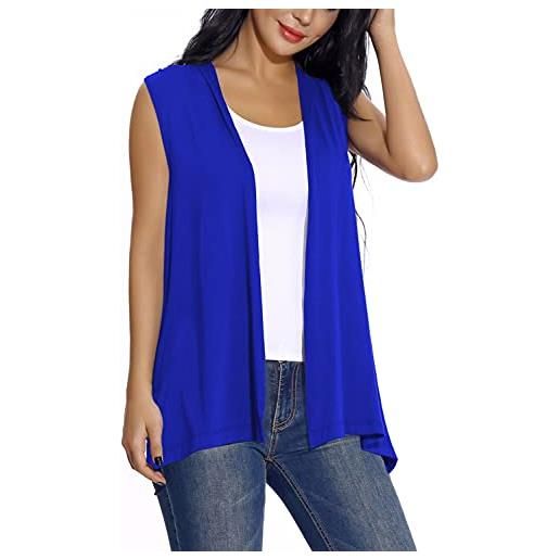 EXCHIC donna casual cardigan senza maniche aperto davanti (m, blu reale)