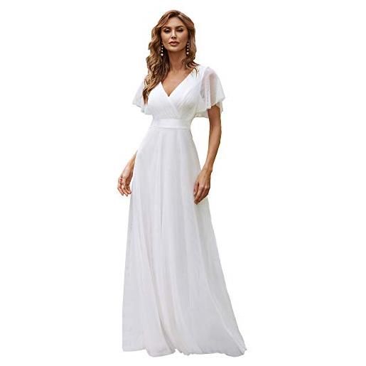 Ever-Pretty vestito da festa donna linea ad a tulle abito da sera scollo v lungo cerimonia ep07962-p