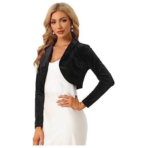 Allegra K donna cardigan bolero aperto sul davanti in velluto corto