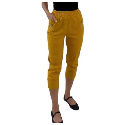 Crazy Fashion pantaloni capri 3/4 da donna morbidi 3/4 elasticizzati corti elasticizzati vita alta tinta unita pantaloni estivi da donna taglie forti eur 36-50