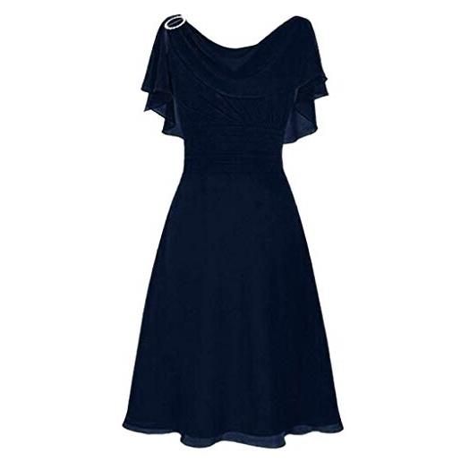 BOTCAM abito da festa da donna, elegante, per matrimonio, lungo, a tracolla, in chiffon, con volant, slim fit, linea ad a, per feste, feste, da sera, lunghezza al ginocchio, vintage, per damigella d'onore