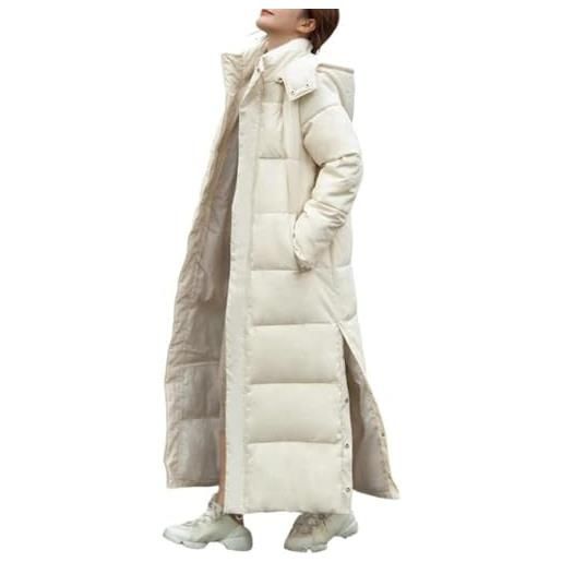 Juankrynord cappotto invernale da donna, caldo, antivento, con cappuccio lungo trapuntato parka lungo spesso caldo con cappuccio lungo fino al ginocchio con cappuccio