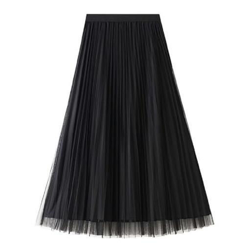 Generisch maglia di velluto dorato semicircola da donna con entrambi i lati di una gonna lunga a pieghe che indossa gonne sciolte, elegante e lunga plissettata, comoda gonna invernale baggy elastica a vita