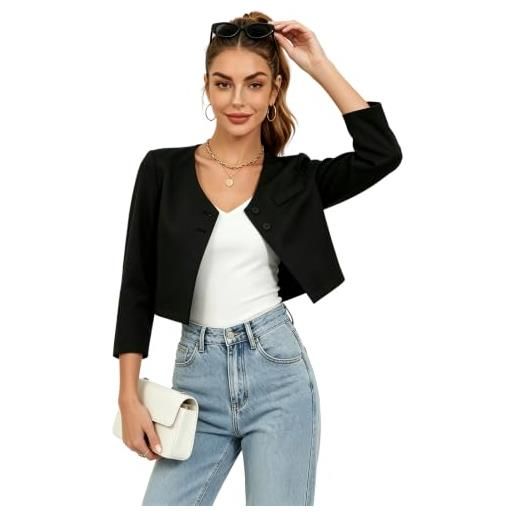 YesFashion bolero da donna corto con maniche a 3/4, elegante giacca a spalla (imballaggio riutilizzabile)