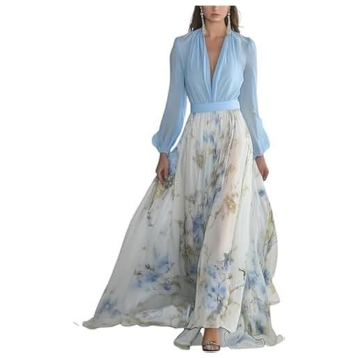 Goolecrimp estate delle donne v collo elegante floreale spiaggia abito lungo sciolto fit confortevole oversize maxi abito boho modello floreale set