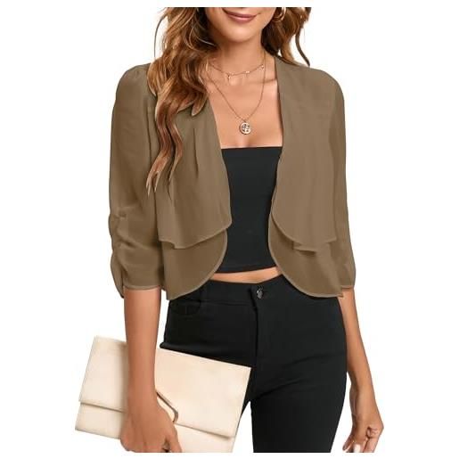 Famulily coprispalle estivo da donna in morbido chiffon, scialle, increspato, blazer, cardigan, top a mezza manica sottile bolero cardigan uk