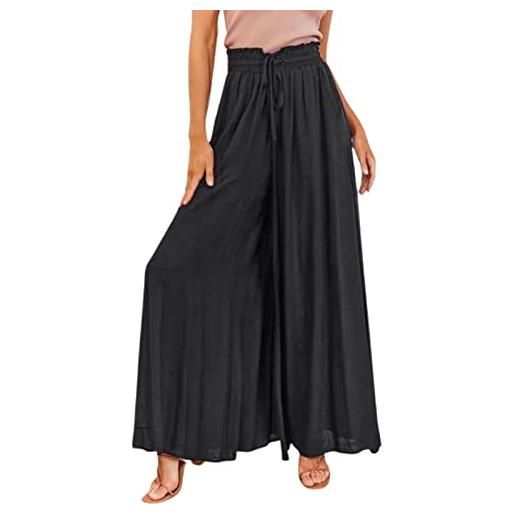 Generico gonna pantalone donna a gamba larga pantaloni donna estivi casual elastica vita alta larghi leggeri pantalone boho eleganti gamba larga pantaloni palazzo da spiaggia con coulisse pants con tasche