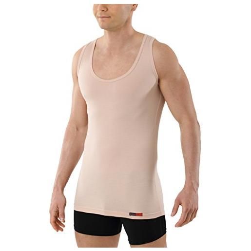 ALBERT KREUZ canottiera intima da uomo business in cotone biologico senza maniche con scollo rotondo profondo, beige. , m