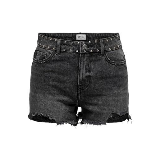 ONLY onlpacy hw borchiate dnm shorts bj pantaloncini, denim nero, l donna