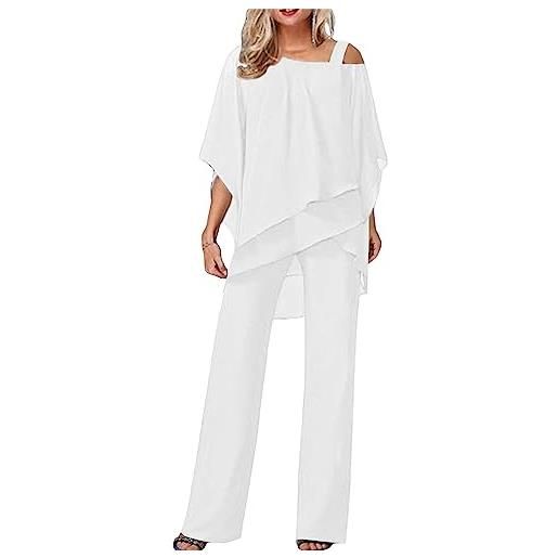 Generico tute eleganti donna cerimonia 2 pezzi completo di pantaloni lungo moda vestito taglie forti tute senza manica sexy tailleur e lavoro baggy playsuit curvy da sera interi