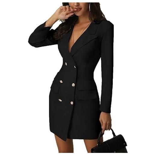 VIVICOLOR office femminile abito blazer a doppio petto, vestito per giacca da donna, vestito da blazer casual giacca lunga