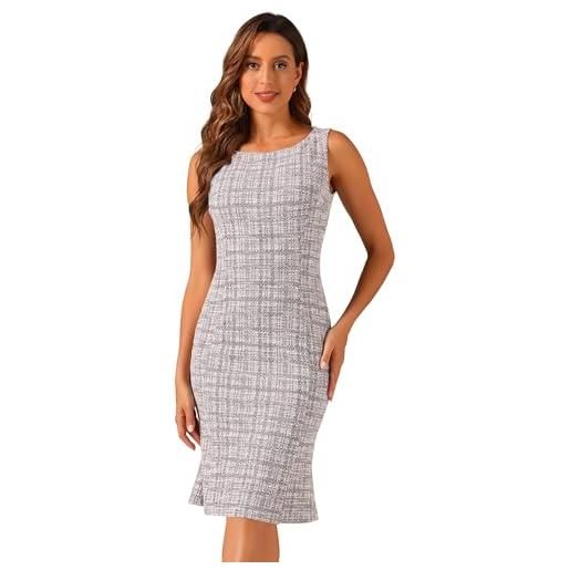Allegra K donna abito in tweed per abiti aderenti scozzesi eleganti senza maniche estivi viola xl