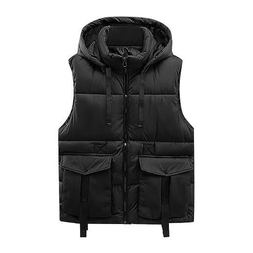 Gefomuofe gilet trapuntato da uomo con cappuccio invernale caldo spesso gilet da uomo in cotone senza maniche giacca invernale leggera buffer inverno gilet da lavoro caldo gilet di mezza stagione per