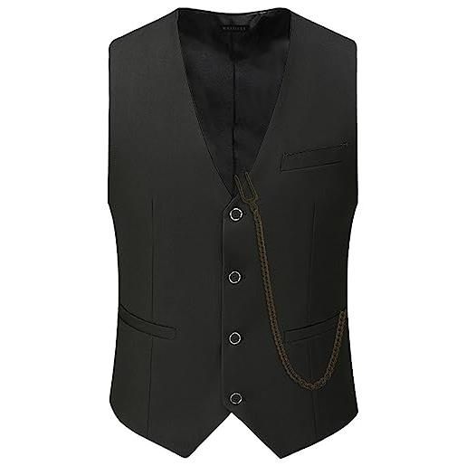 COSDREAMER giubbotto anni '20 gatsby da uomo con catena, abito formale, gilet vintage, nero, 6xl