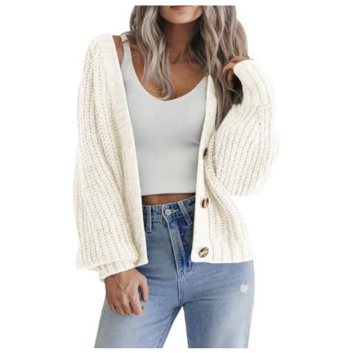 Hotouch cardigan da donna uk manica lunga button down aperto davanti | cardigan corto grosso | capispalla con scollo a v | maglioni larghi | maglione oversize per autunno inverno primavera |