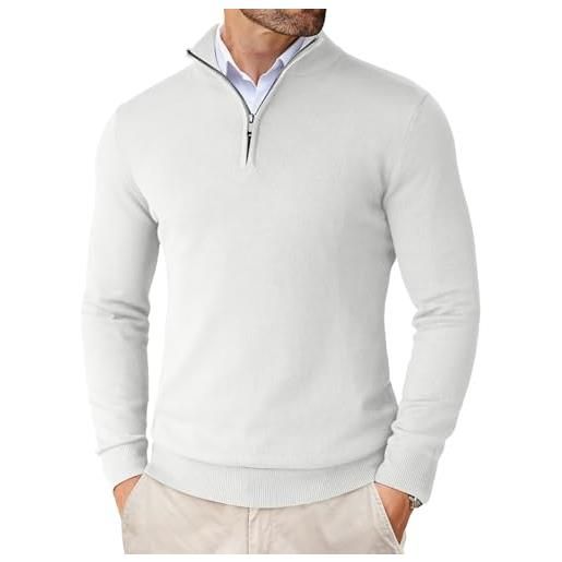 COOFANDY maglioni da uomo dolcevita maglione lavorato a maglia zip a quarti slim fit maglione invernale caldo pullover leggero solido a maniche lunghe classico guscio d'uovo xxl