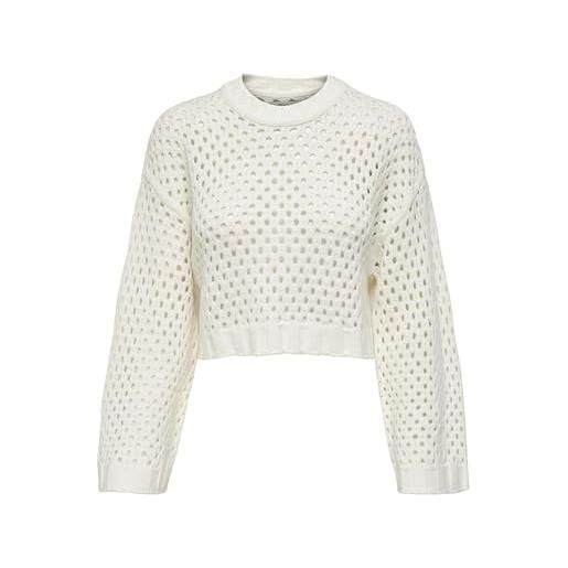 ONLY onlsmilla - maglione corto da donna l/s knt noos, marshmallow, m