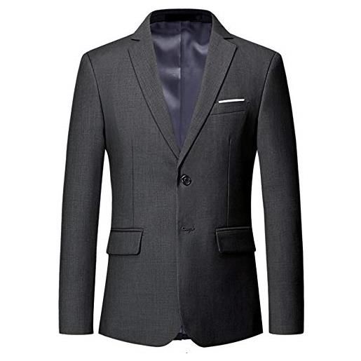 Allthemen blazer da uomo 2 bottoni slim fit giacca sportiva da uomo blazer da uomo per matrimonio d'affari tempo libero grigio xl