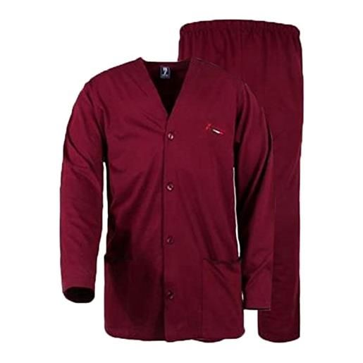Maxfort taglie forti uomo pigiama 3009 cardigan cotone oversize (7xl, bordeaux)