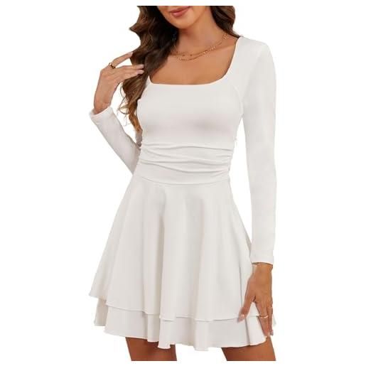 CheChury abito elegante donna vestito da sera maniche lunghe abito corto mini vestiti sexy donna vita alta abiti cocktail vestito cerimonia per capodanno vestiti da ballo linea casual discoteca party
