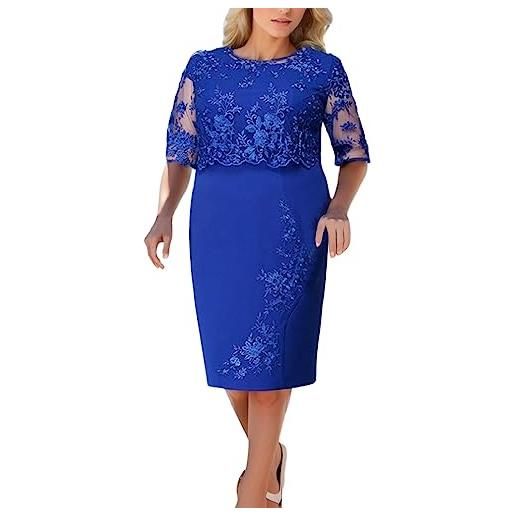 Generic abito da donna elegante lungo estivi retrò a tinta unita floreale maniche corte vestiti della cena e cerimonia 2024 abito da cocktail in pizzo sexy donna taglie forti abiti da cena sposa
