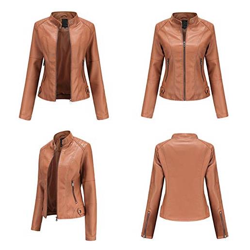 HAOLEI giacca donna nera in pelle trapuntata - giubbino biker moto bomber - giubbotto autunno invernale in offerta