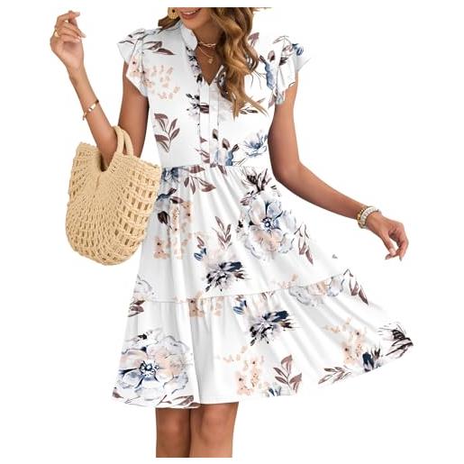 AUSELILY vestito donna estivo con scollo a v maniche a volant con tasche