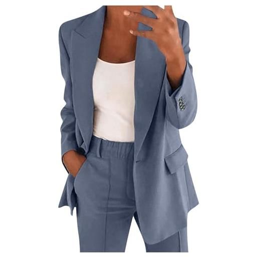 QIUhhpuy completo da donna elegante curvy pantaloni e giacca tailleur leggeri ufficio suit slim fit giacche eleganti per la primavera l'estate set
